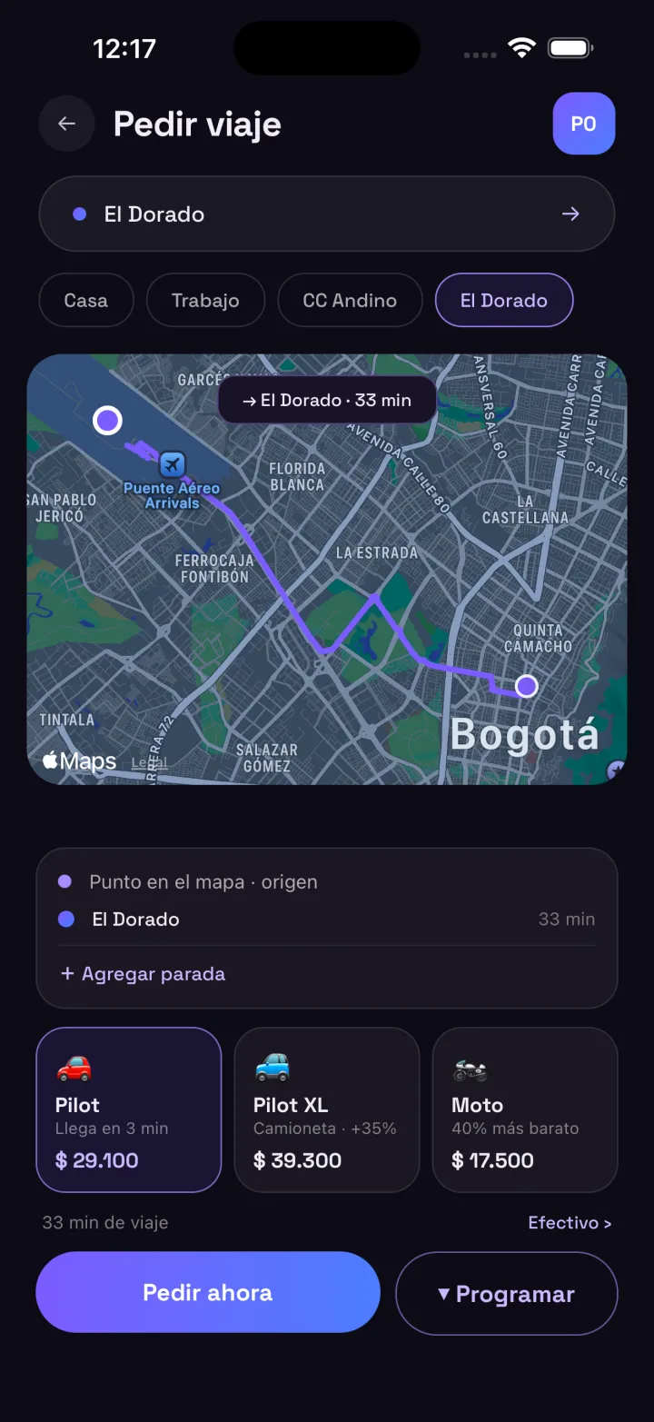 Pide tu viaje y sigue la ruta en el mapa